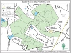 Trail map of Beebe Woods in Falmouth, MA