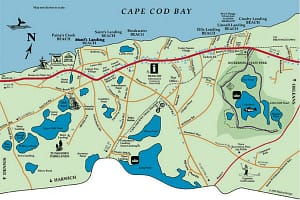 map of beaches in brewster, ma