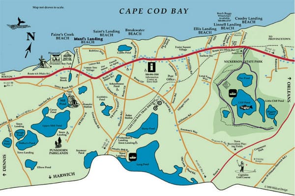 map of beaches in brewster, ma