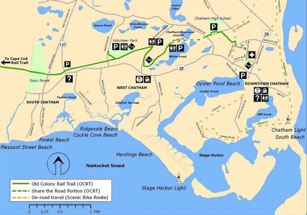 Map of the Old Colony Rail Trail in Chatham, MA
