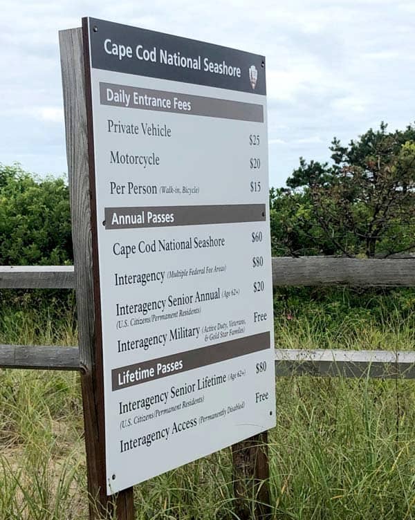 2021 daily entrance fees for the cape cod national seashore beaches. 