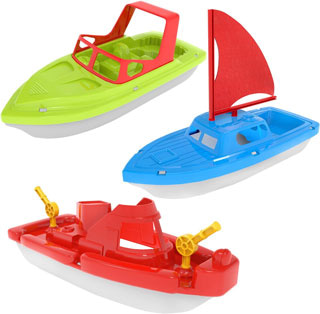 Toy boats are great to entertain kids on bay-side beaches or in pools formed by sand bars.